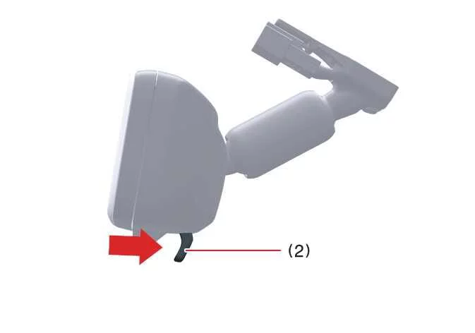Step-by-step instruction visual for pushing the lever to activate optical mirror mode on a Kia Sorento