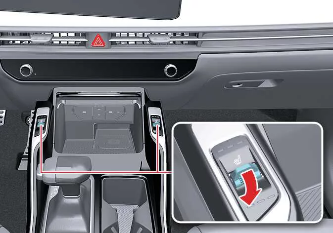 Air ventilation seat control button and airflow channeling in the Kia Sorento
