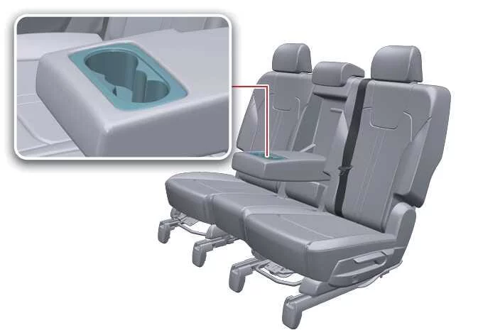 Kia Sorento 7 passenger center fold-down armrest with cup holders