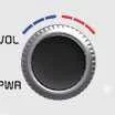 Driver's temperature control knob and power OFF button icon on the Kia Sorento dashboard console