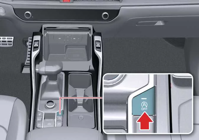 Kia Sorento center console physical ISG OFF control button