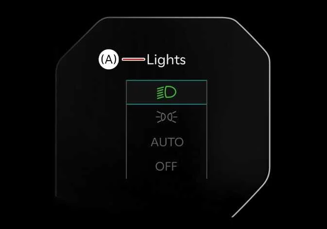 Kia Sorento digital dashboard displaying selected exterior lights mode indicator