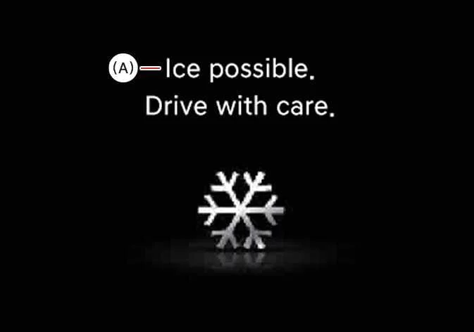 Kia Sorento dashboard display showing low outside temperature icy road caution warning