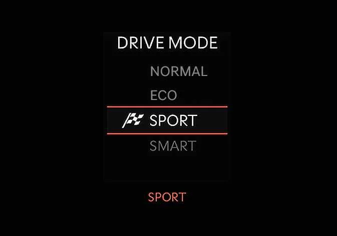 Kia Sorento SPORT mode display for Front-Wheel Drive system