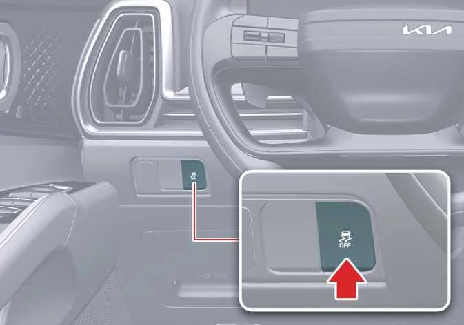 Electronic Stability Control button and system layout on the center console of a Kia Sorento