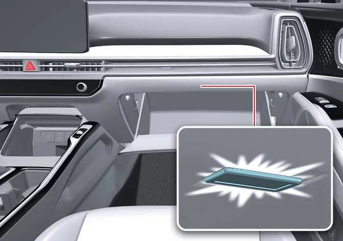 Kia Sorento glove box interior illumination lamp situated inside the dashboard storage