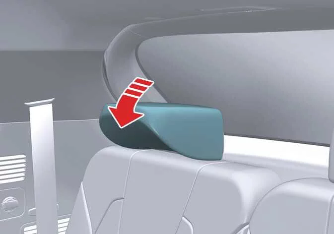 Kia Sorento 3rd row headrest manual folding release strap mechanism