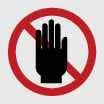 Safety warning icon indicating caution around moving engine components