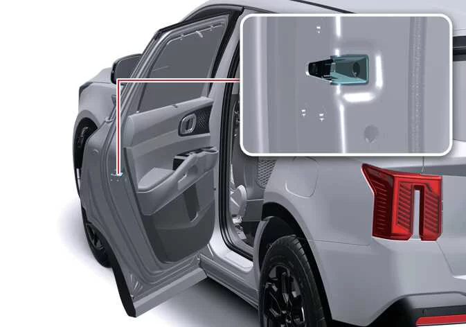Kia Sorento emergency door lock slot located on inner door frame edge