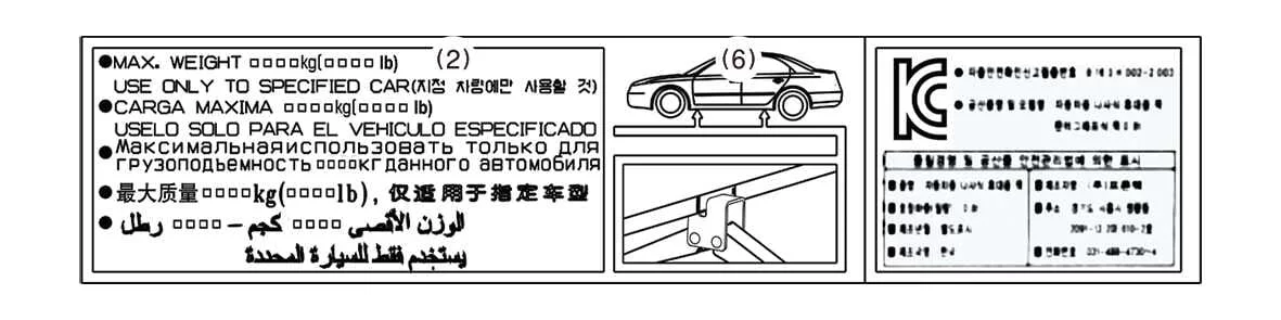 Manufacturer information and production date details found on the Kia Sorento jack label
