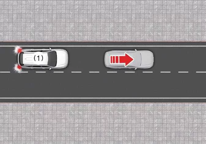 Diagram showing a leading vehicle departing suddenly