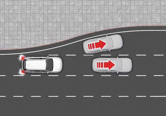 Diagram of a Kia Sorento navigating a busy tollgate area