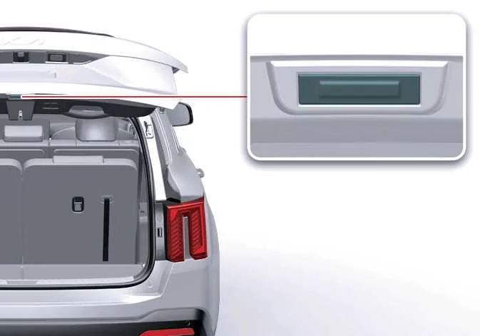 Location of the rear liftgate unlock button on the Kia Sorento smart key fob