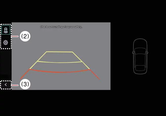 Kia Sorento central infotainment screen showing active rear camera view layout
