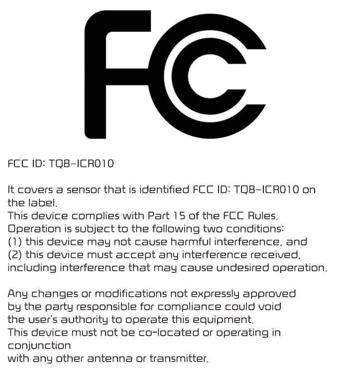 Kia Sorento FCC regulatory compliance document snippet for Rear Occupant Alert radar sensor