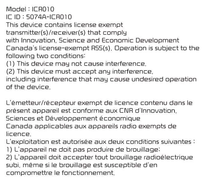 Kia Sorento Industry Canada regulatory compliance document snippet for Rear Occupant Alert radar sensor