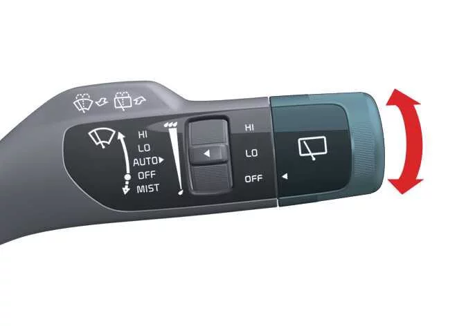 Kia Sorento control stalk close-up showing rear wiper switch positioning