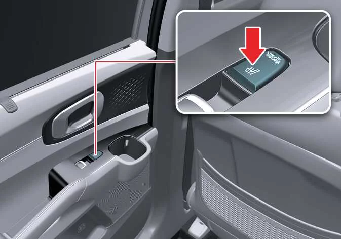 Rear passenger row seat warmer activation switch in the Kia Sorento