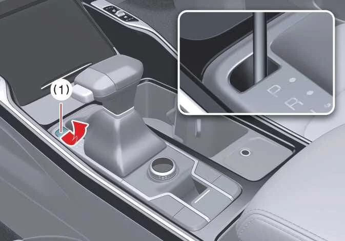 Access cover location for the mechanical shift-lock override mechanism in the Kia Sorento console