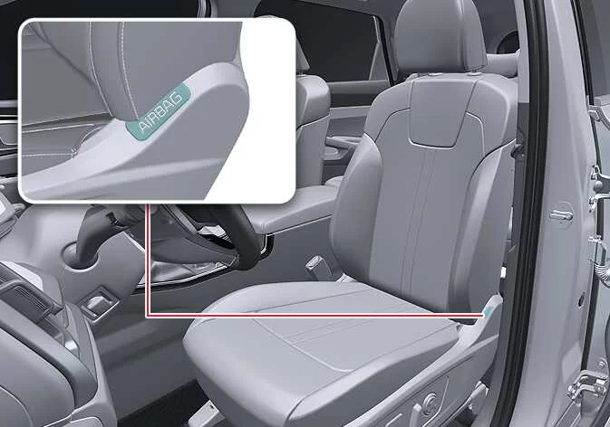 Second-row outboard seat side airbag location in a Kia Sorento