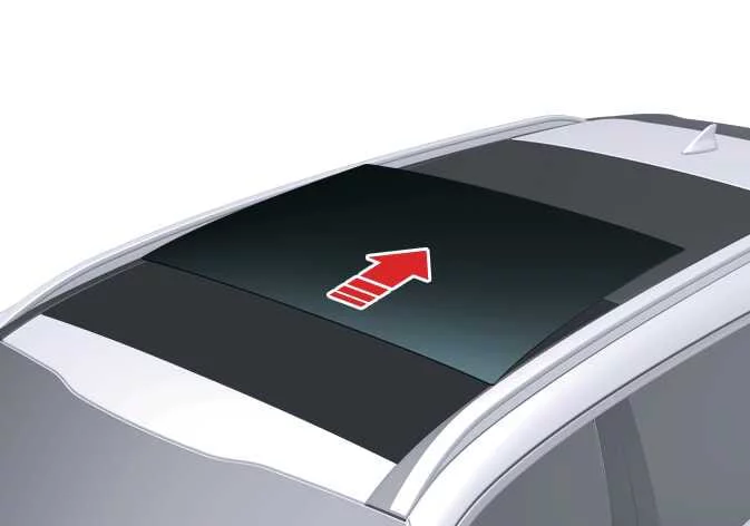 Kia Sorento sunroof switch pushed to first position to slide glass open
