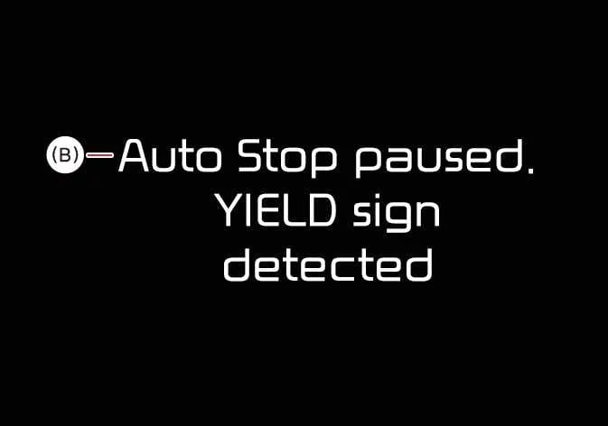 Graphic display of YIELD sign detected by Kia Sorento sensors