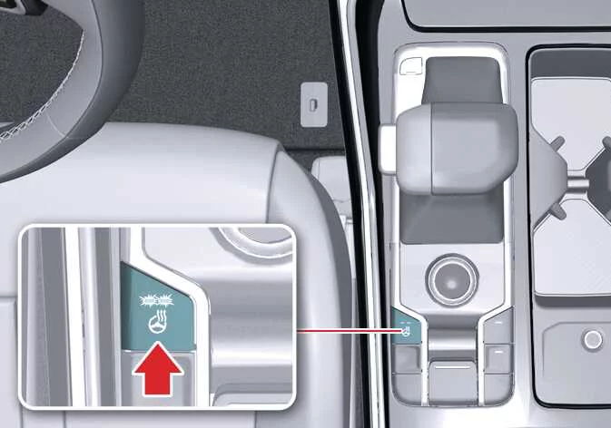 Heated steering wheel control button on the center console of a Kia Sorento