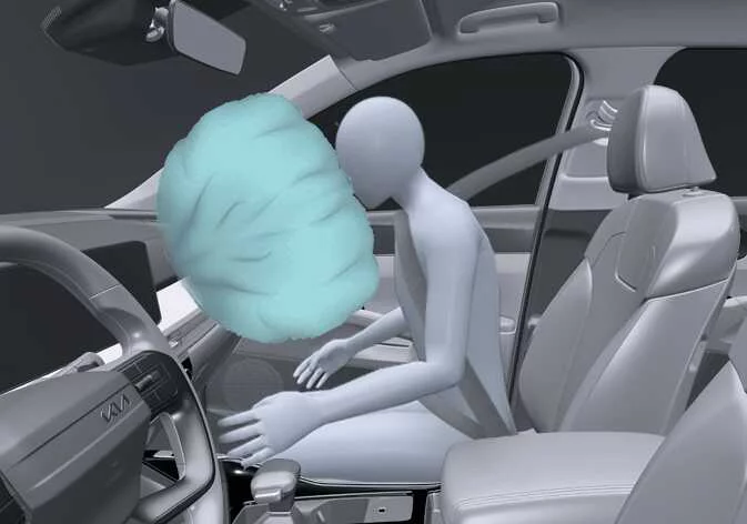 Passenger side front airbag module deployment location in the Kia Sorento dashboard
