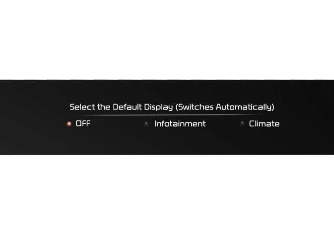 Kia Sorento digital touchscreen setup menu for configuring default interface preferences