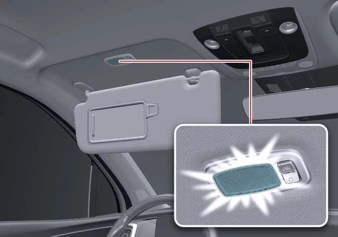 Kia Sorento sun visor vanity mirror and integrated illumination lamp