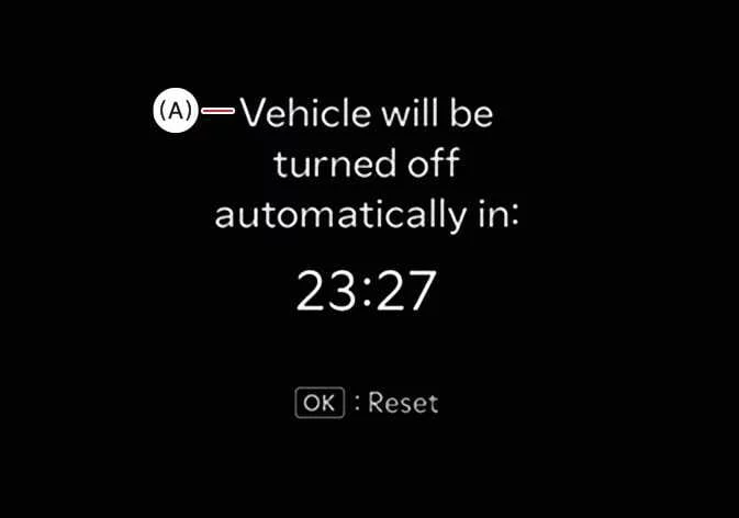 Kia Sorento instrument cluster display showing Vehicle Auto Shut-off countdown notification