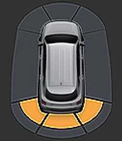 Kia Sorento infotainment screen showing moderate distance parking zone graphic