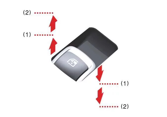 Operating Type B one-touch auto up down power window switch on the Kia Sorento to second detent position