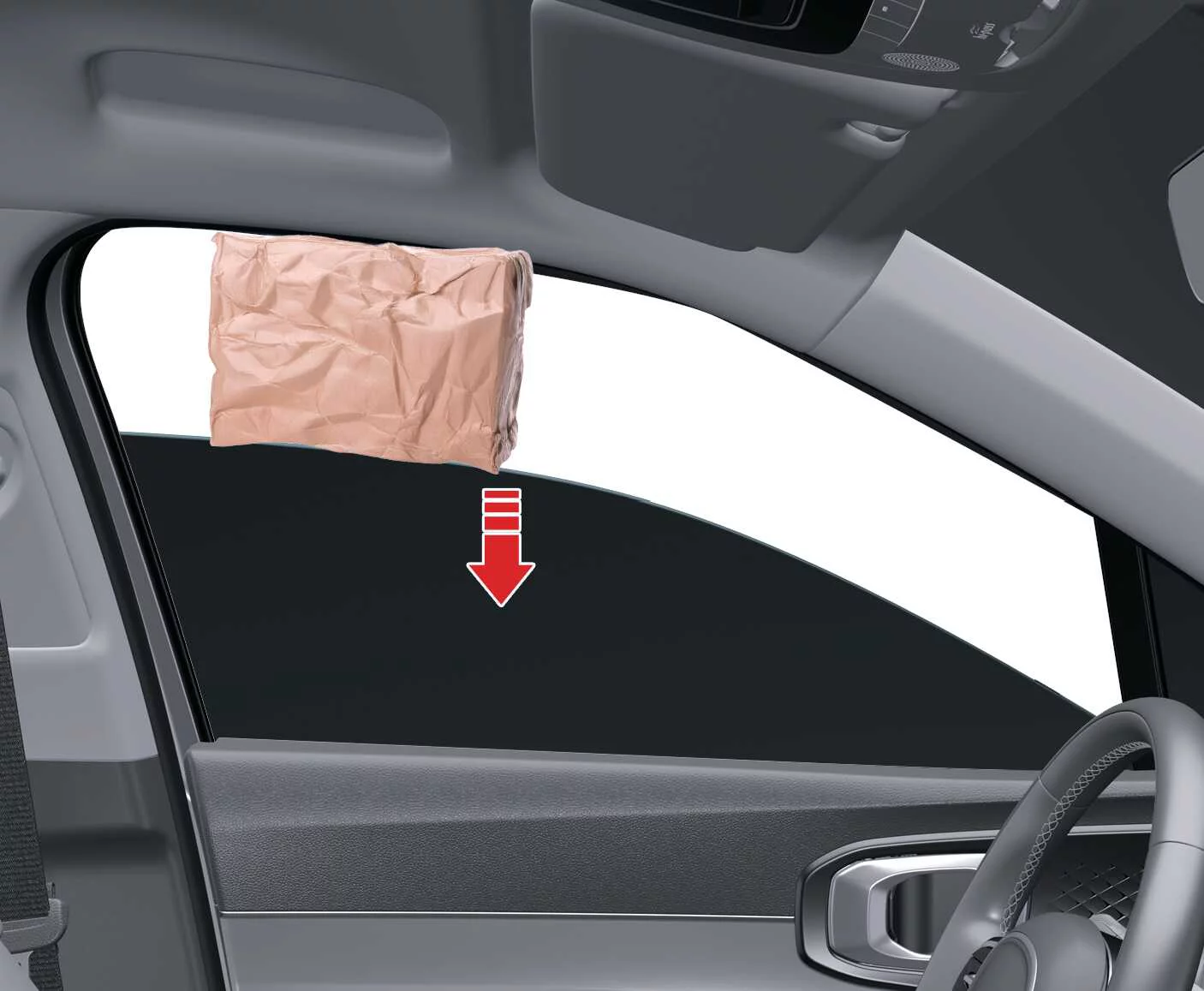 Diagram showing automatic reversal jam protection mechanism reversing window movement on the Kia Sorento