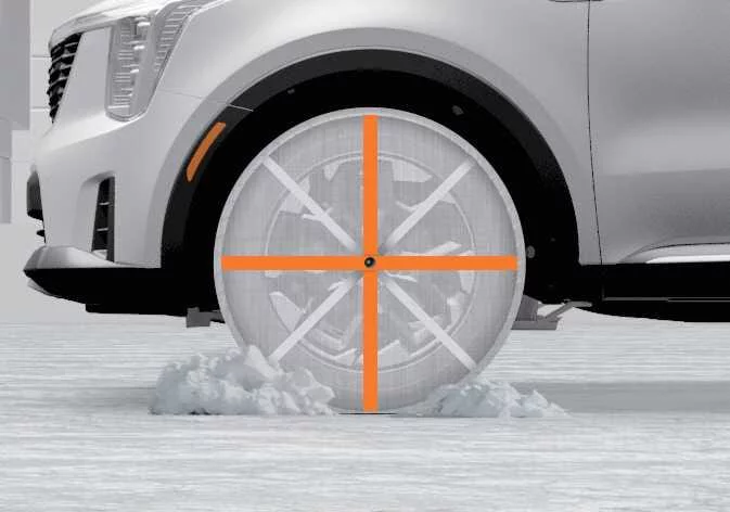 Fabric-type traction aid installed on a 20-inch Kia Sorento alloy wheel