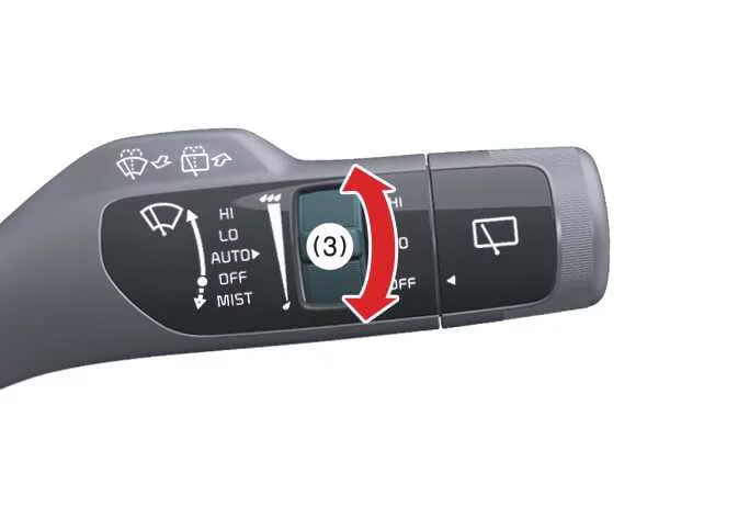 Close-up of Kia Sorento wiper switch dial and settings