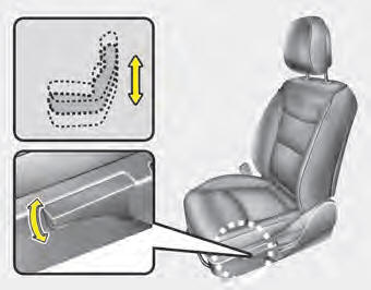 To change the height of the seat, push the lever upwards or downwards.