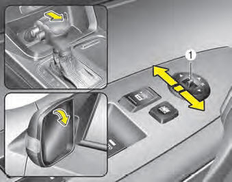 When you shift the shift lever to the R (Reverse) position, the outside rearview