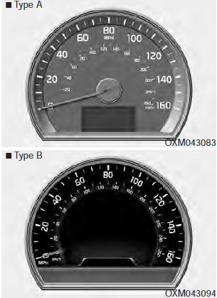 The speedometer indicates the speed of the vehicle and is calibrated in miles