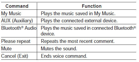 FM/AM radio commands: