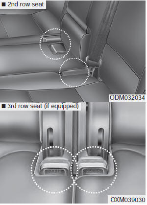 The rear seat belt buckles can be stowed in the pocket between the rear seatback
